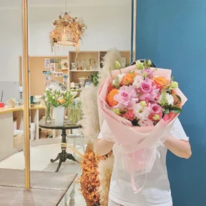 Hoa sinh nhật - Hoa hồng cam mix cẩm chướng - Tặng người yêu