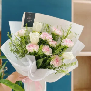 Hoa sinh nhật tặng người yêu- Bó hoa tulip và cẩm chướng