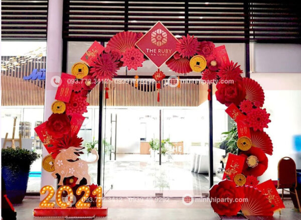 Mẫu cổng chào chất liệu fomex trang trí tết