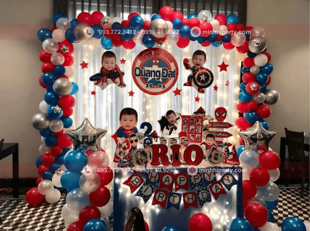 trang tri sinh nhat 1 1 3 e1754369705718 Mẫu trang trí thôi nôi tại nhà với chủ đề Marvel