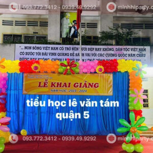Line bong bóng sân khấu trang trí khai giảng năm học mới