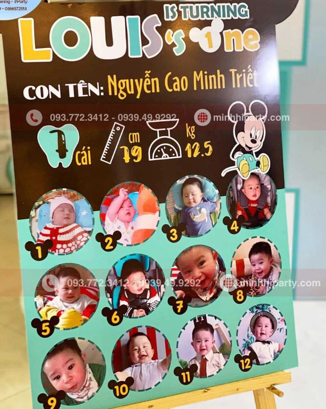 trang tri thoi noi 1 16 e1754368306142 Bảng tên với hình ảnh bé với những cột mốc theo từng tháng tuổi của bé