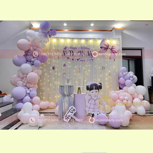 mẫu trang trí thôi nôi cho bé gái tại nhà với tone màu tím pastel