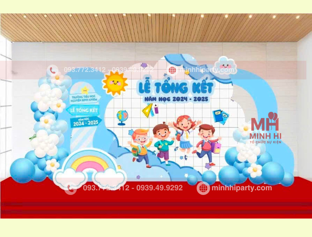 trang tri le tong ket 34 Tại Minh Hi Party, chúng tôi tự hào mang đến dịch vụ Thiết Kế Trang Trí Lễ Tổng Kết Theo Yêu Cầu Cho Trường Bạn với nhiều mẫu mã đa dạng