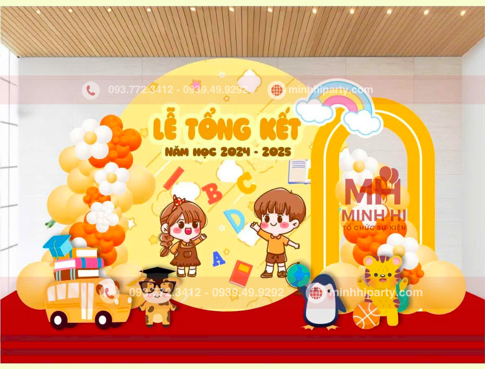 trang tri le tong ket 36 Với Mẫu Trang Trí Lễ Tổng Kết Đặc Sắc - Mẫu 06 của Minh Hi Party, quý trường sẽ có một lựa chọn hoàn hảo để biến buổi lễ tổng kết 2025 trở nên sinh động và ý nghĩa hơn