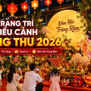 Trang tri tieu canh trung thu 2026 tai Minh Hi Party Trang trí tiểu cảnh trung thu 2026 tại Minh Hi Party