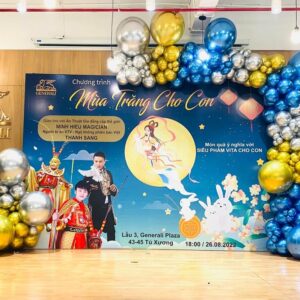Trang Trí Sự Kiện Trung Thu: Phông Nền "Lễ Hội Trăng Rằm 2022" Đồ Họa Sống Động & Bóng Bay Hoành Tráng