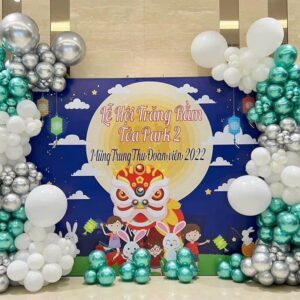 Trang Trí Sự Kiện Trung Thu: Phông Nền "Trung Thu Sum Vầy Chia Sẻ Yêu Thương" Cổ Kính & Ấm Áp