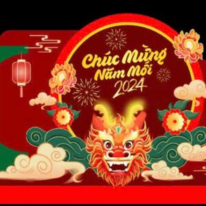 Trang Trí Sự Kiện Tết Giáp Thìn 2024 – Backdrop Hoành Tráng Cùng Linh Vật Rồng Uy Nghi và Lời Chúc Phúc Khởi Sắc