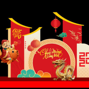 EE1DE03C BACB 42C7 A1B4 1F25917A2C9F Trang Trí Sự Kiện Tết Giáp Thìn 2024 – Không Gian Đón Tài Lộc Với Thần Tài, Rồng Vàng & Nét Kiến Trúc Cổ Truyền