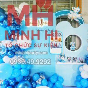 Mẫu trang trí thôi nôi bé rồng Thiện Nhân tone xanh