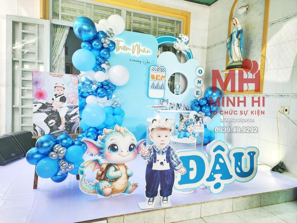 IMG 2525 Thôi nôi bé rồng Thiện Nhân được Minh Hi Party trang trí với tone màu xanh