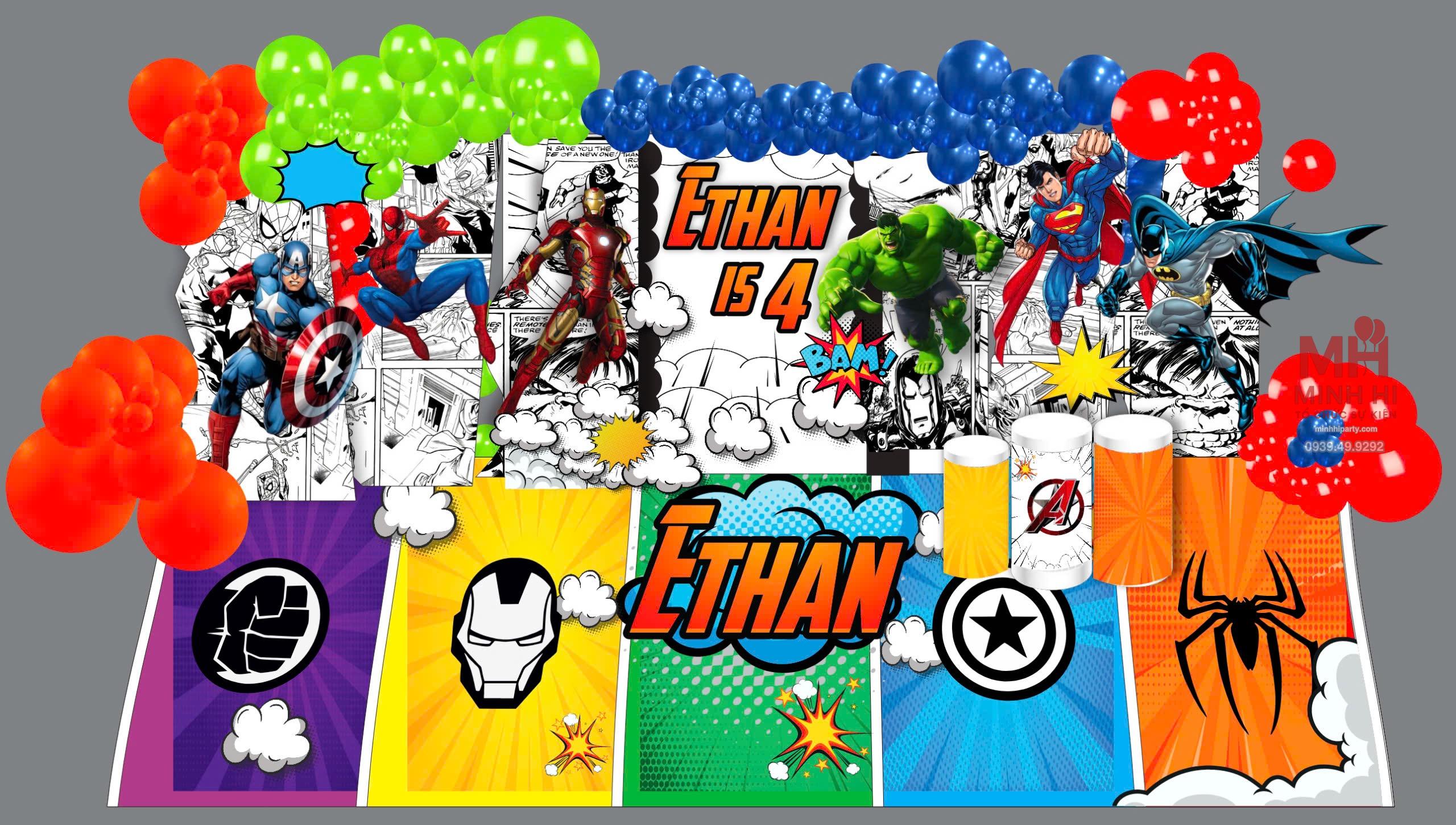 Thiết kế trang trí sinh nhật chủ đề Avengers