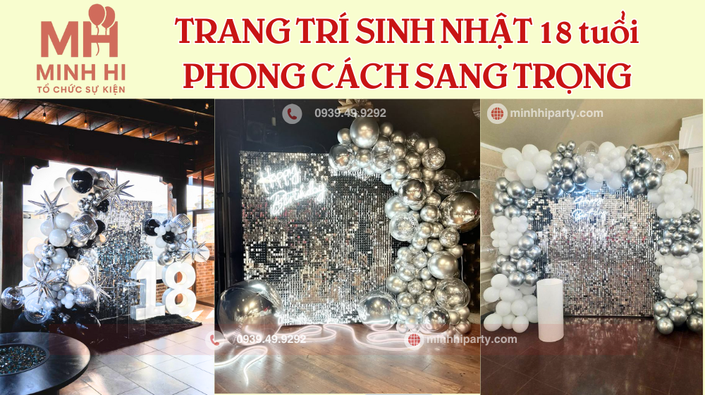 Trang tri sinh tuoi 18 phong cach sang trong 13 Mẫu trang trí tuổi 18 tone trắng bạc sang trọng