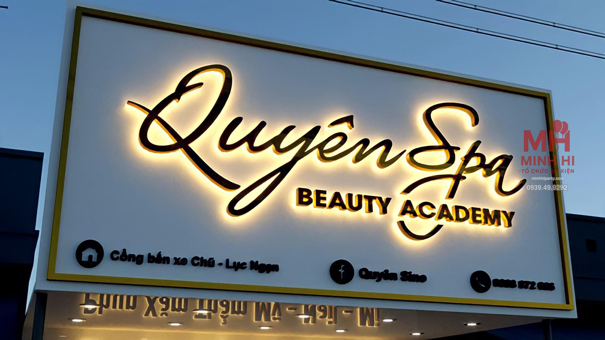 bang hieu spa 8.remini enhanced Bảng hiệu mạ vàng viền led cho Spa sang trọng