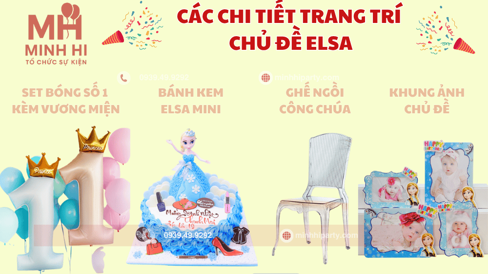 Các chi tiết trang trí kết hợp chủ đề Elsa