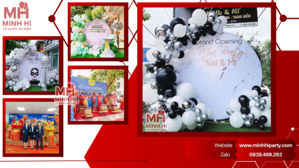 Các mẫu trang trí khai trương đơn giản do Minh Hi Party cung cấp tại HCM và các khu vực lân cận