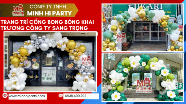 Mẫu cổng bong bóng trang trí khai trương công ty sang trọng