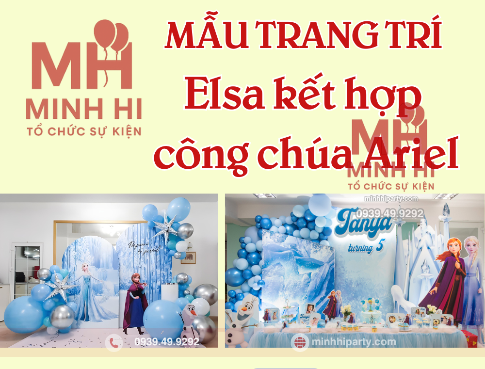 Mẫu trang trí Elsa kết hợp công chúa Ariel