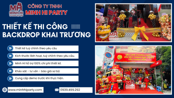 Thiết kế thi công backdrop khai trương trọn gói