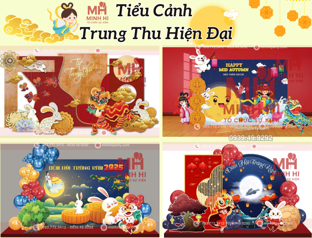 tieu canh trung thu hien dai 08 Thiết kế trang trí trung thu theo phong cách hiện đại