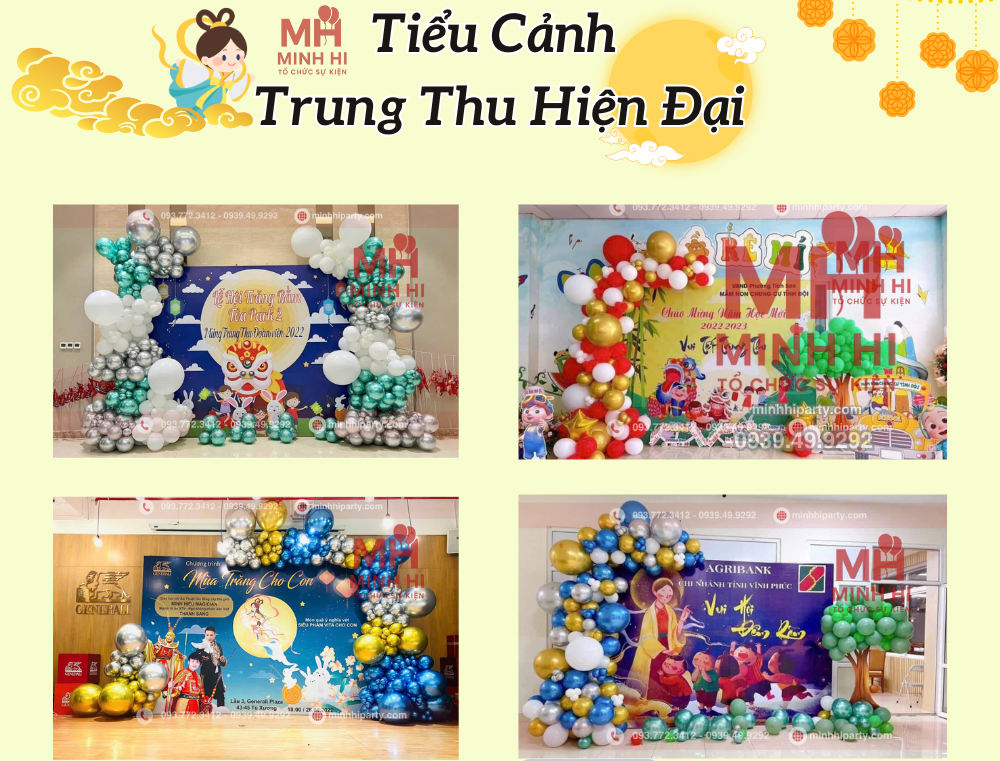 tieu canh trung thu hien dai 09 Mẫu trang trí trung thu hiện đại thực tế với bong bóng