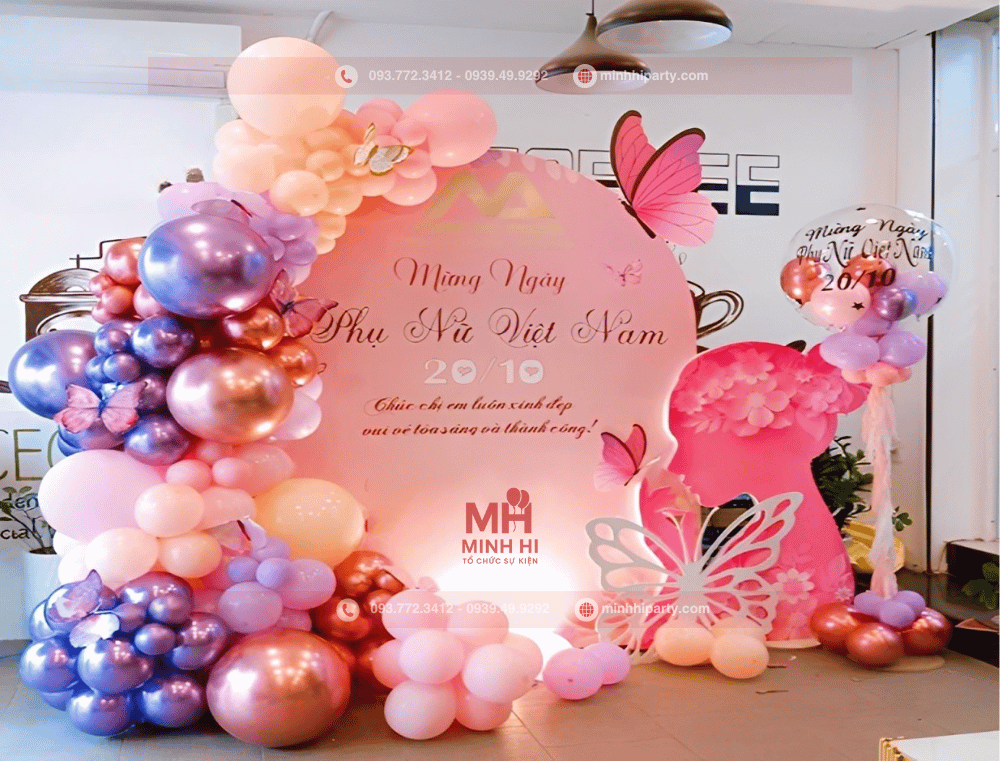 Dịch vụ trang trí background 20/10 chuyên nghiệp tại Minh Hi Party