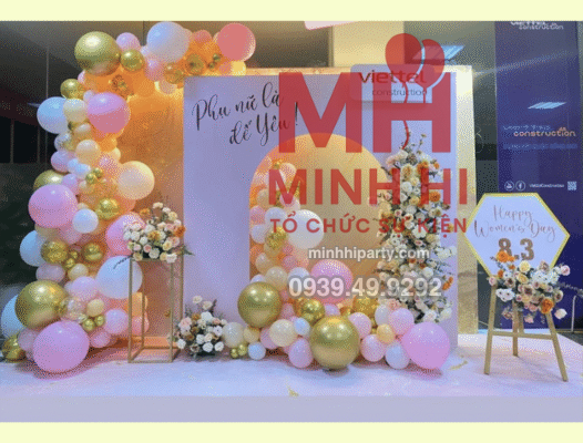Mẫu trang trí 20/10 sử dụng tone màu nhẹ nhàng