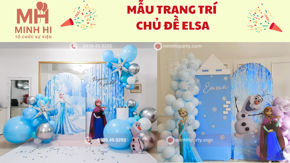 Mẫu trang trí sinh nhật Elsa 2 backdrop