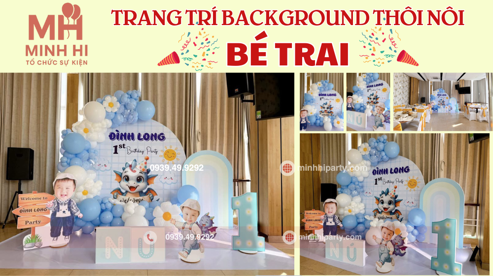 trang tri background thoi noi be trai 04 Trang trí background thôi nôi bé trai