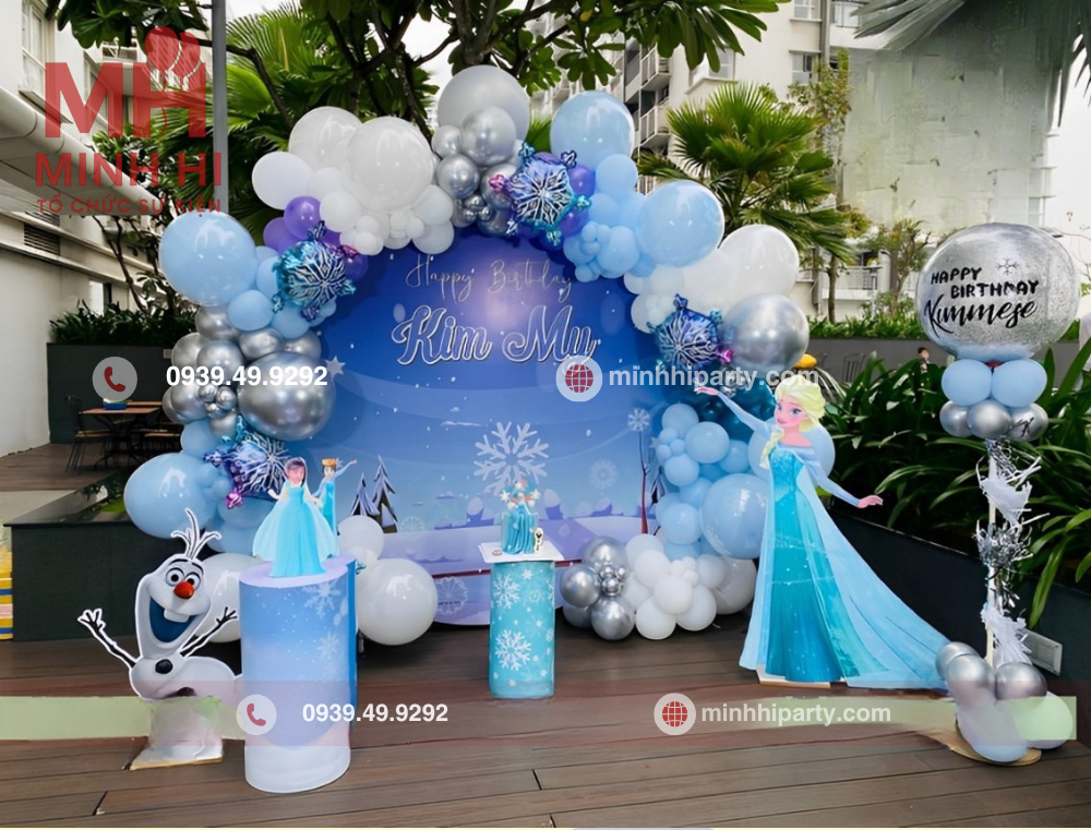 Trang trí sinh nhật chủ đề Elsa ngoài trời