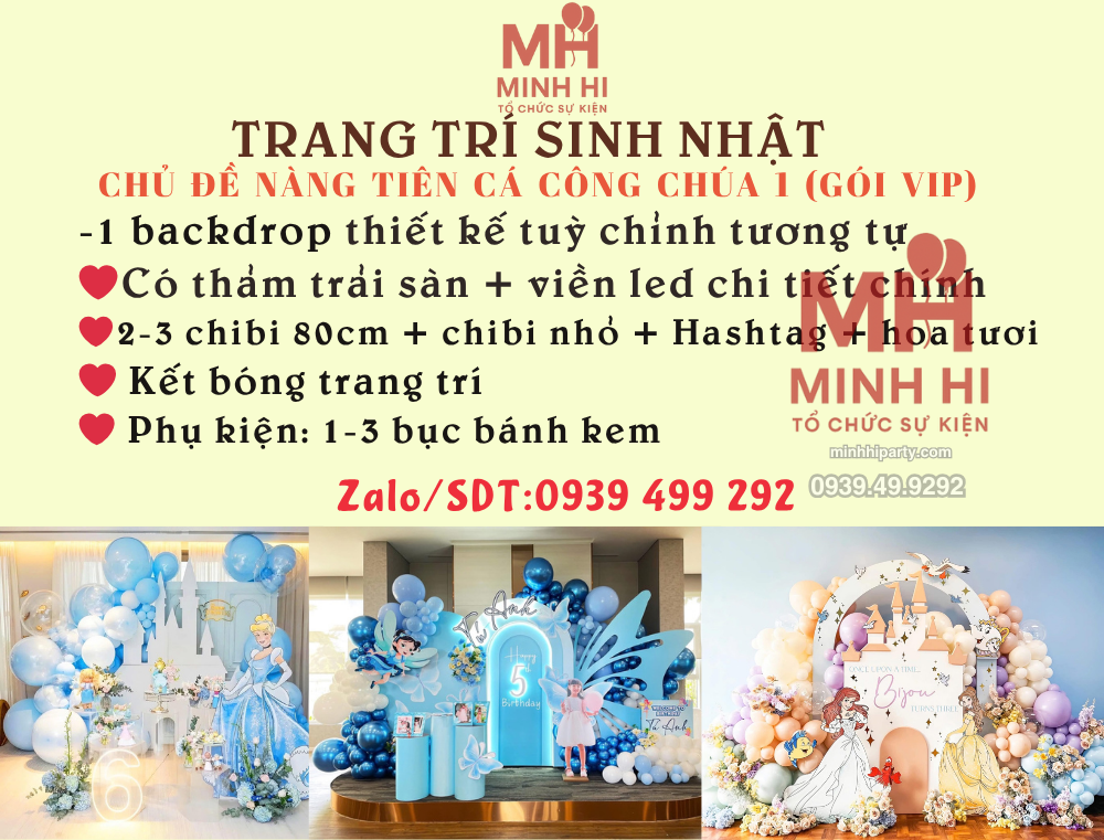 trang tri chu de nang tien ca 1 Mẫu trang trí sinh nhật thôi nôi theo chủ đề nàng tiên cá
