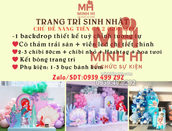 Gợi ý các mẫu trang trí sinh nhật chủ đề nàng tien cá sang trọng