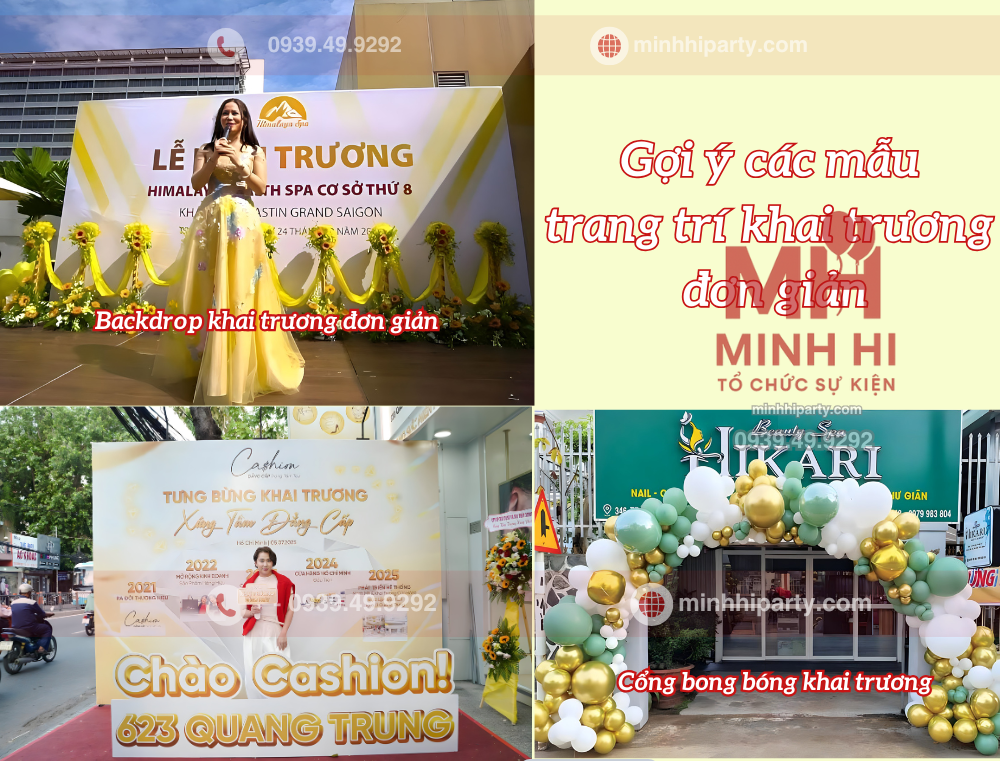 Mẫu backdrop, cổng bong bóng trang trí khai trương đơn giản
