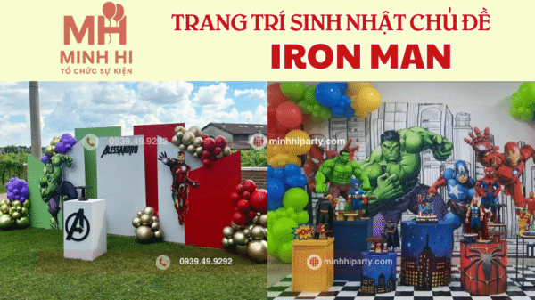 Trụ bánh kem thảm trải thiết kế trang trí theo chủ đề Marvel ,Ironman, Spiderman