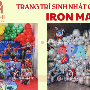 Trang trí phông nền cổng chào bong bóng chủ đề Ironman