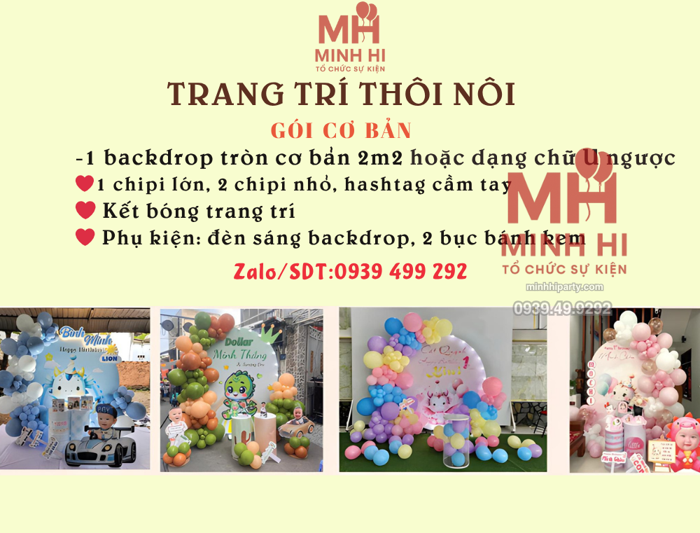 trang tri thoi noi goi co ban 1 Các gói trang trí thôi nôi cơ bản 1 tại Minh Hi Party