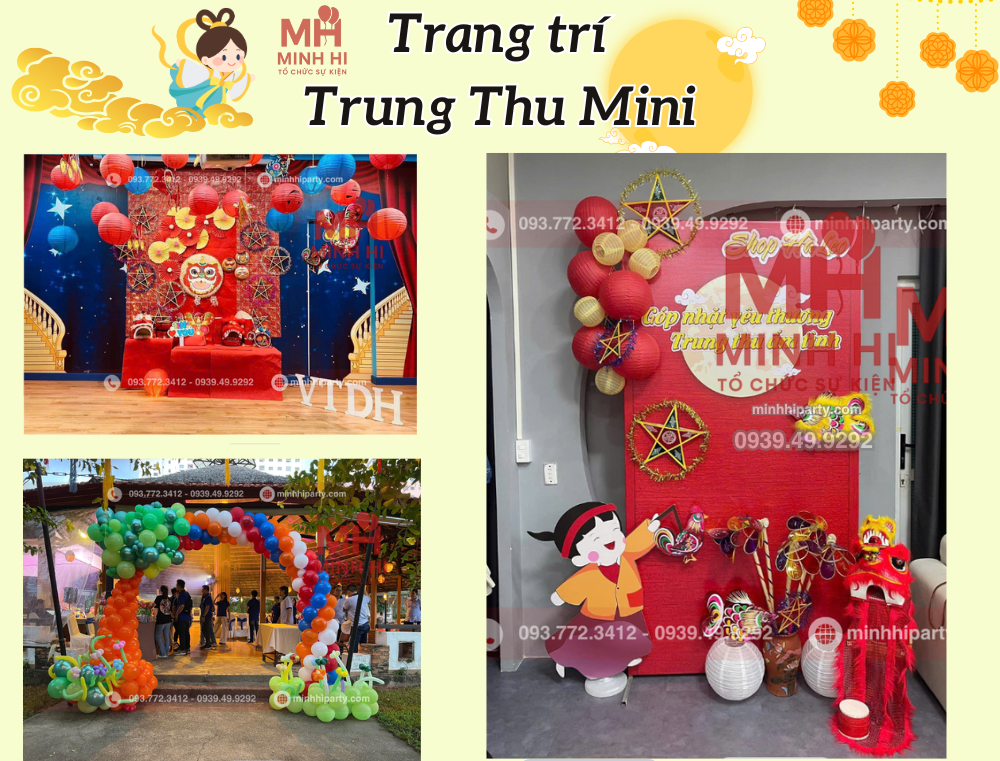 trang tri trung thu mini 010 Gợi ý trang trí trung thu mini cho lớp học, cửa hàng nhỏ,..