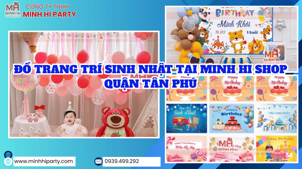 Do trang tri sinh nhat quan tan phu phụ kiện sinh nhật do Minh Hi party cung cấp đa dạng
