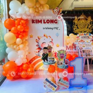 Dịch vụ trang trí background thôi nôi bé trai chủ đề rồng