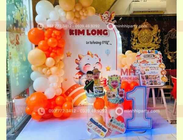 Dịch vụ trang trí background thôi nôi bé trai chủ đề rồng