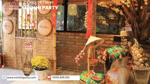 Dịch vụ trang trí tiểu cảnh tết với mây tre