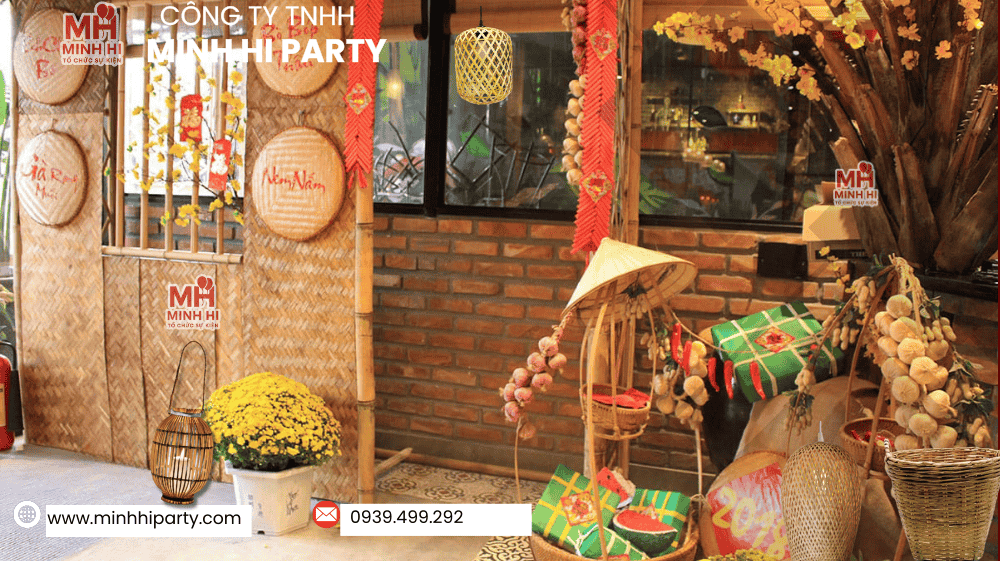 Tieu canh may tre trang tri tet dep Dịch vụ trang trí tiểu cảnh tết với mây tre