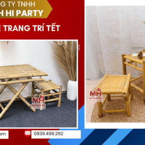 Bàn ghế tre trang trí tết Minh Hi Party
