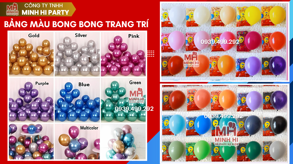 bang mau bong bong day du Bảng màu bong bóng trang trí tại Minh Hi Party