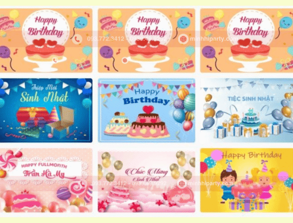 Banner trang trí sinh nhật theo chủ dề và tone màu yêu cầu