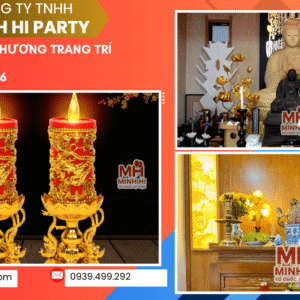 Hình ảnh đèn nến, lư hương trang trí bàn thờ ngày tết