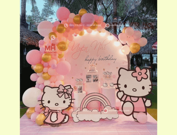 Trang trí sinh nhật bé gái chủ đề hello kitty
