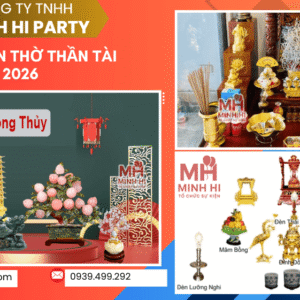 đèn nến, vật phẩm phong thuỷ dùng trang trí bàn thờ thần tài