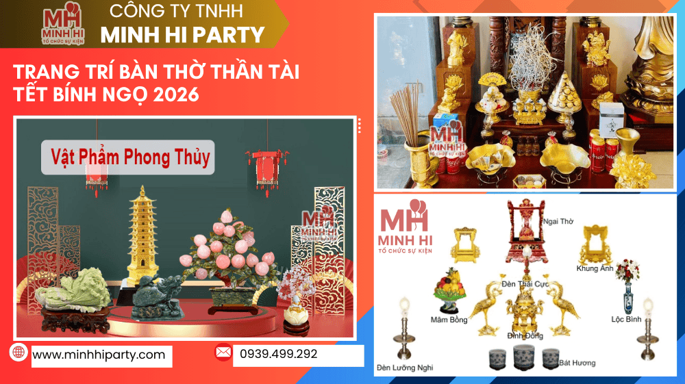 den nen trang tri ban tho ngay tet binh ngo đèn nến, vật phẩm phong thuỷ dùng trang trí bàn thờ thần tài